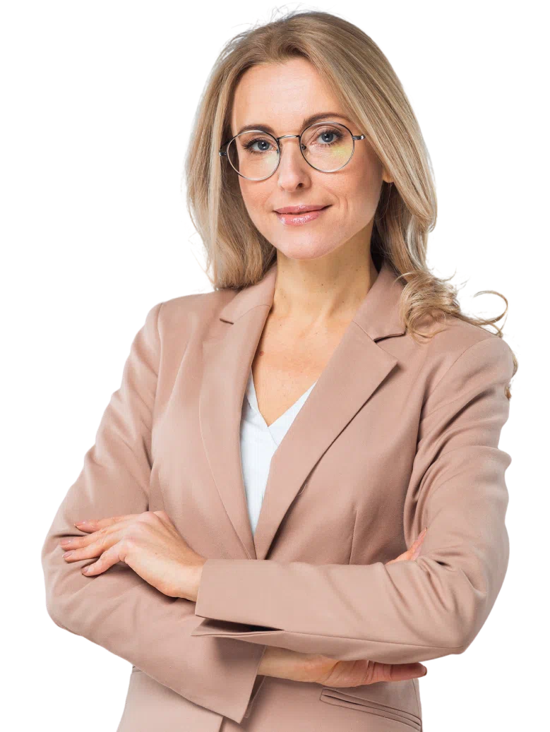 A businesswoman looking at the camera