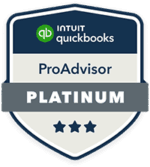 A badge displaying a Platinum ProAdvisor for QuickBooks